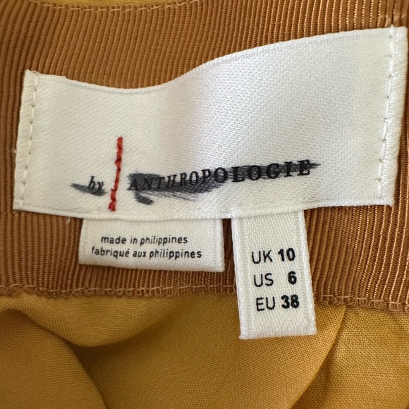 Anthropologie Tie-Back Utility Mini Dress Gold Floral Size 10 - Picture 8 of 13